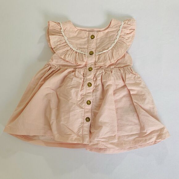 Tommy Bahama Dress Baby Girl 12M Pastel Pink Button Ruffles Coquette Preppy Cute - Picture 1 of 5